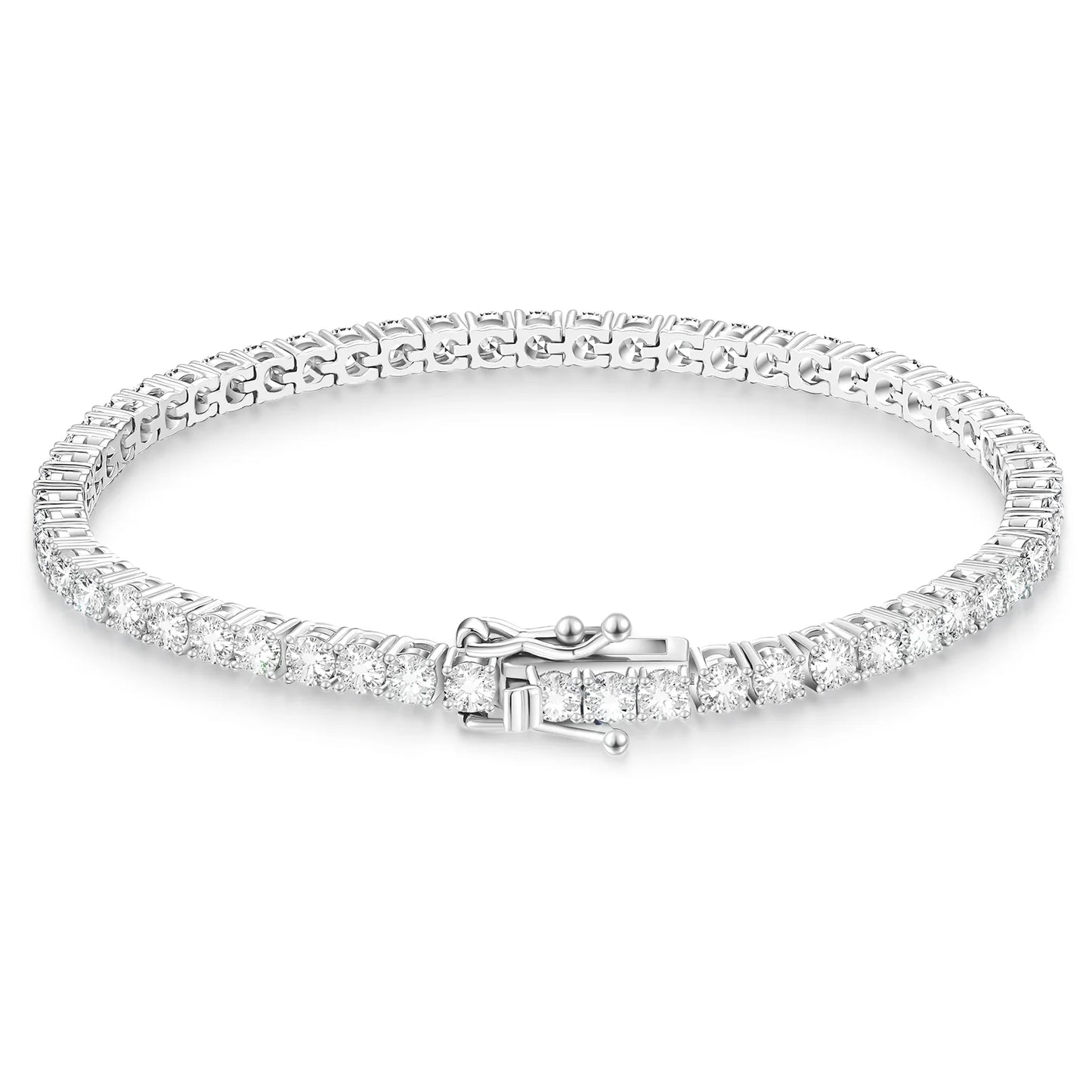 3mm Moissanite, 925 Silver, Tennis Bracelet